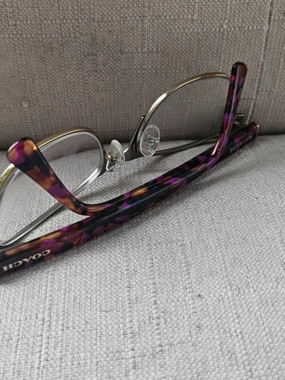 Coach Women Eyeglasses Frame Satin Prple Gold/Prple Confetti Eyewear Glasses - Picture 6 of 12
